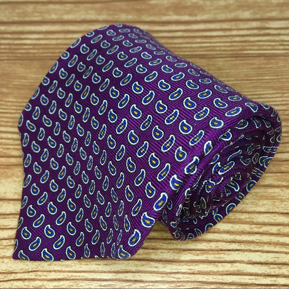 ✨Lauren Ralph Lauren Men’s Purple Paisley Silk Tie - Picture 1 of 7